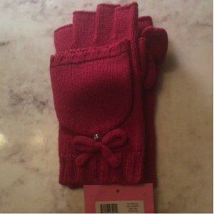 kate spade rib pop top gloves mittens pink pom juice nwt